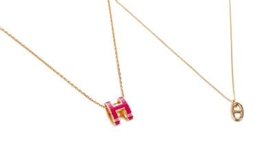 Yellow Gold Farandole Necklace PM and Rose Pop H Necklace